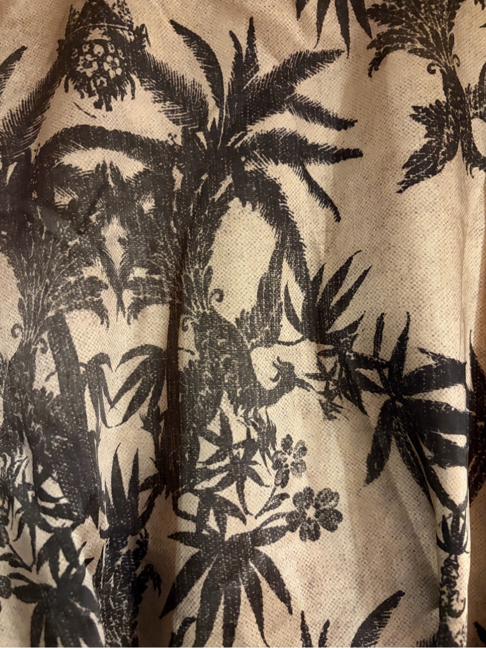 Palm-Print Feather-Trim Robe - Picture 4 of 5